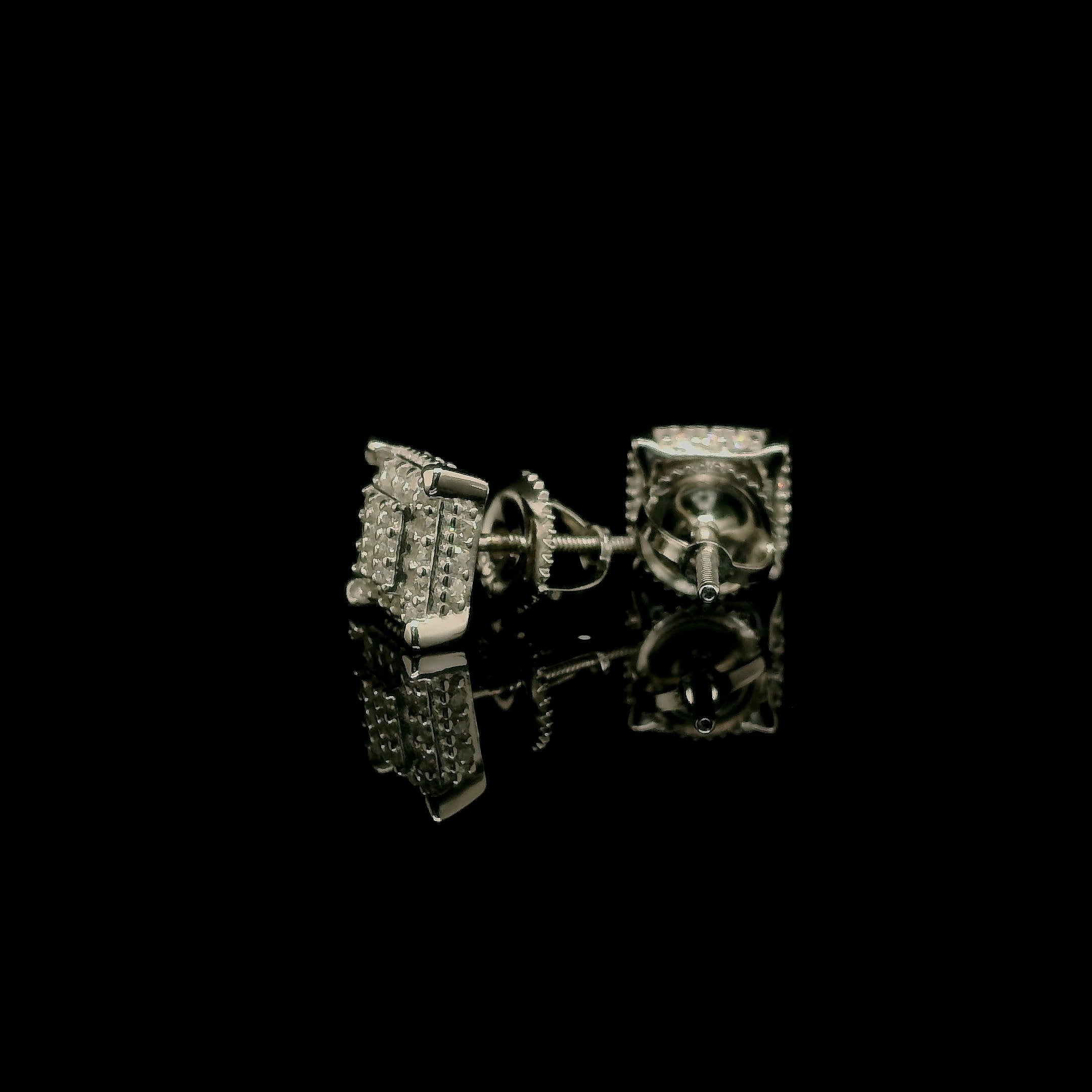 Men's Iced Out Square Cubic Zirconia Stud Earrings | 0.45ct | 7mm | VVS