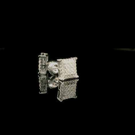 Moissanite Iced Out Square Stud Earrings | 8mm | VVS
