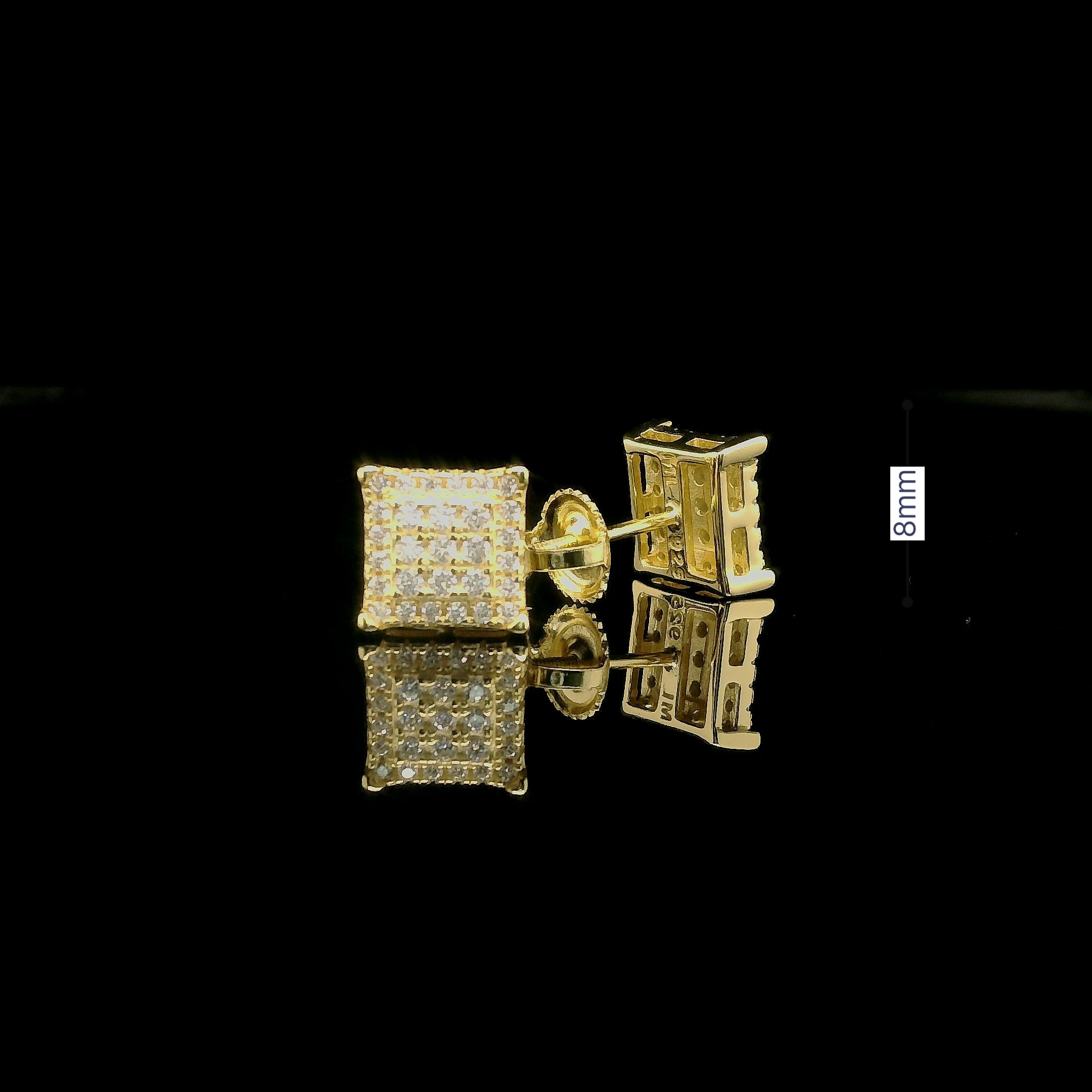 Moissanite Iced Out Square Stud Earrings | 8mm | VVS