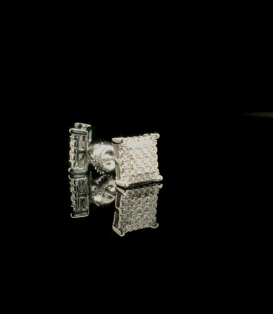 Moissanite Iced Out Square Stud Earrings | 8mm | VVS