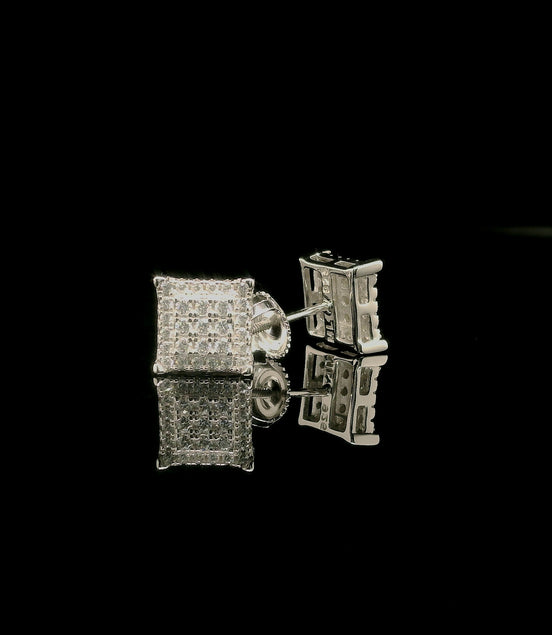 Moissanite Iced Out Square Stud Earrings | 8mm | VVS
