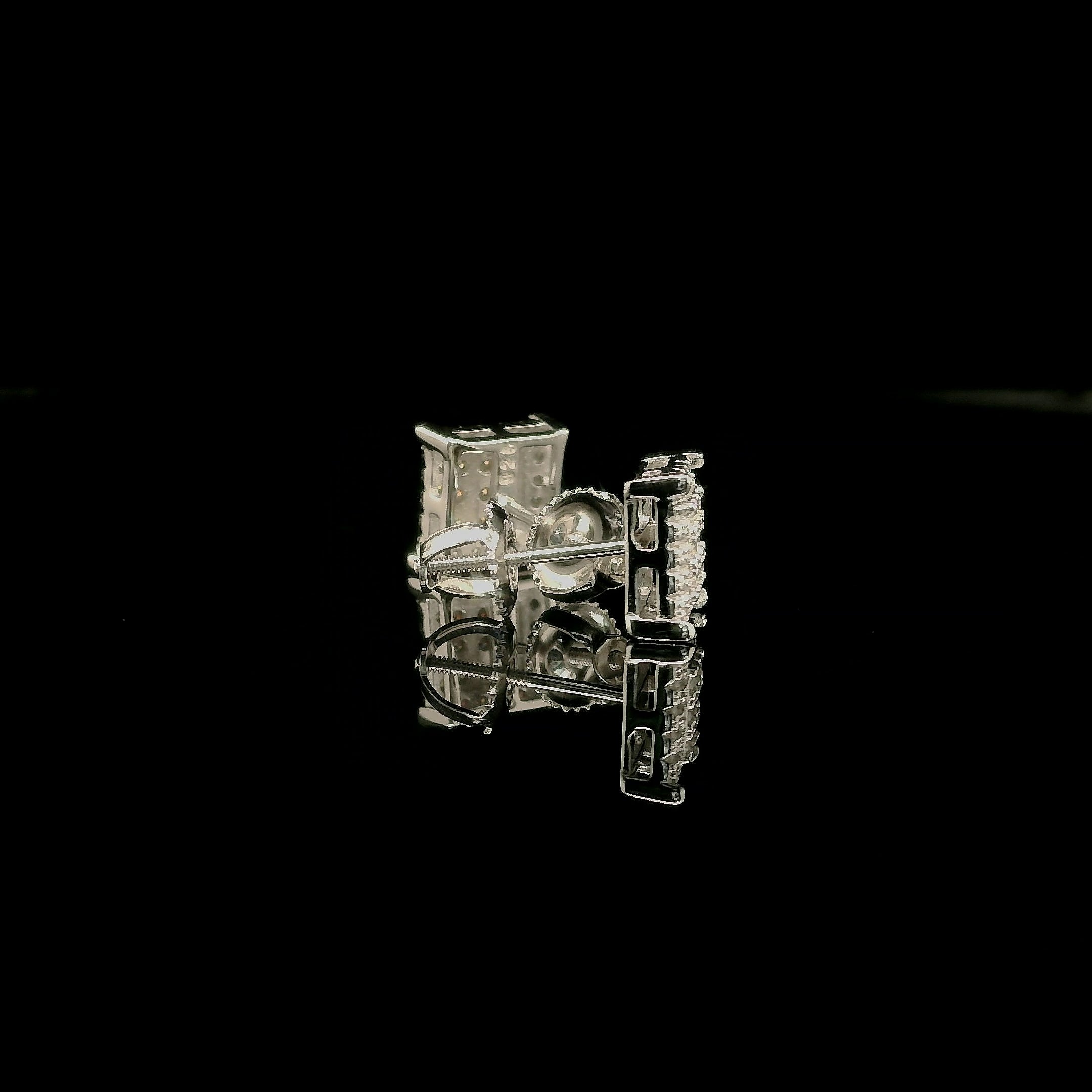 Moissanite Iced Out Square Stud Earrings | 8mm | VVS