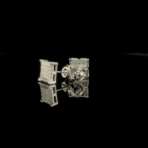 Moissanite Iced Out Square Stud Earrings | 8mm | VVS