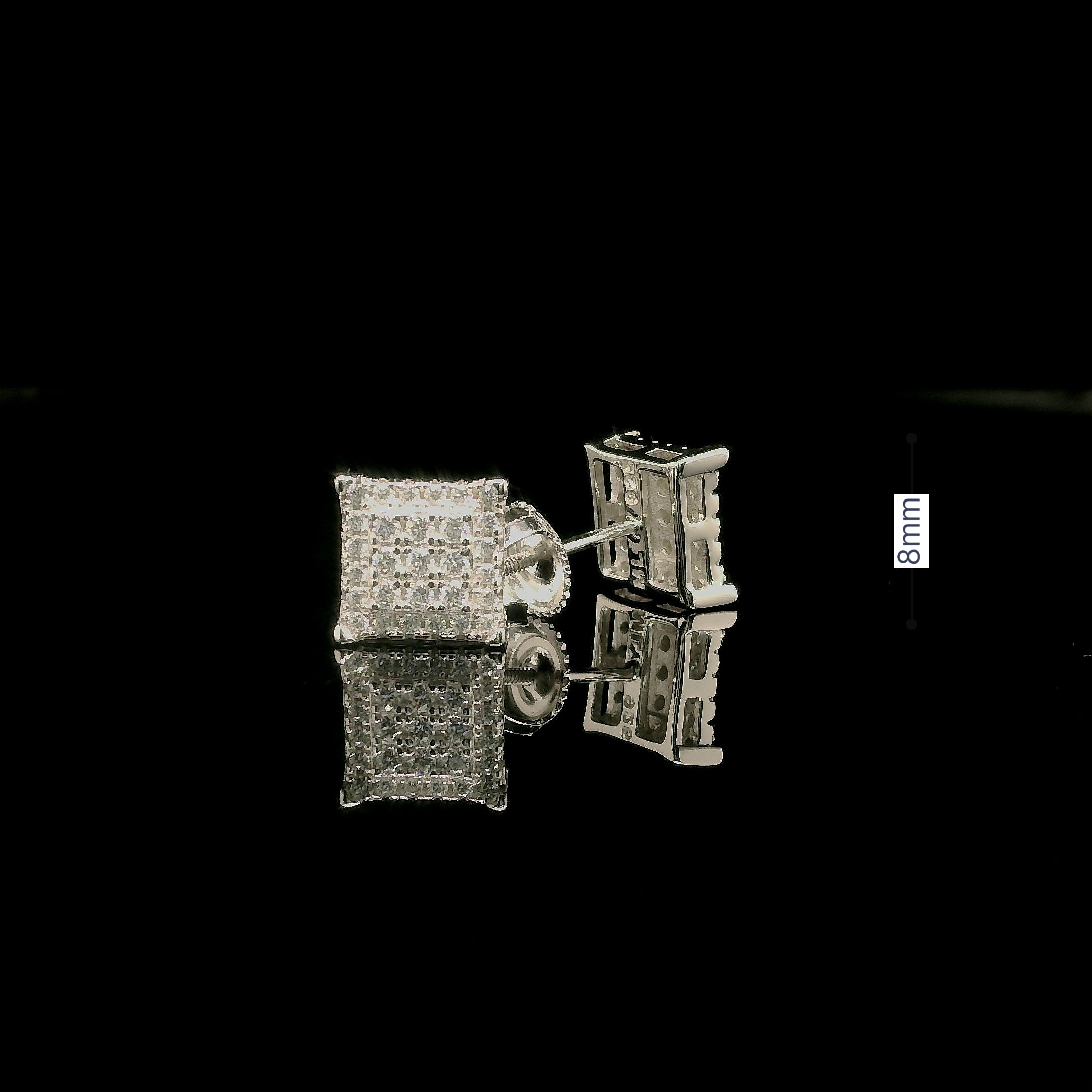 Moissanite Iced Out Square Stud Earrings | 8mm | VVS