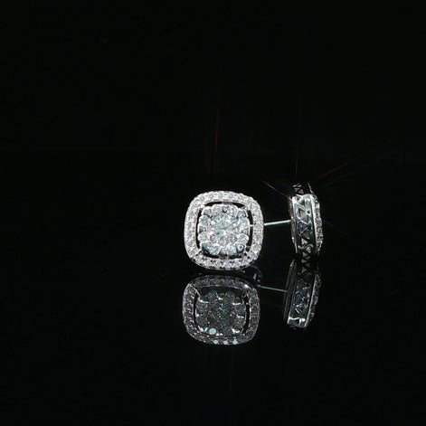 Moissanite Halo Stud Earrings | 10mm | VVS