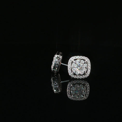 Moissanite Halo Stud Earrings | 10mm | VVS