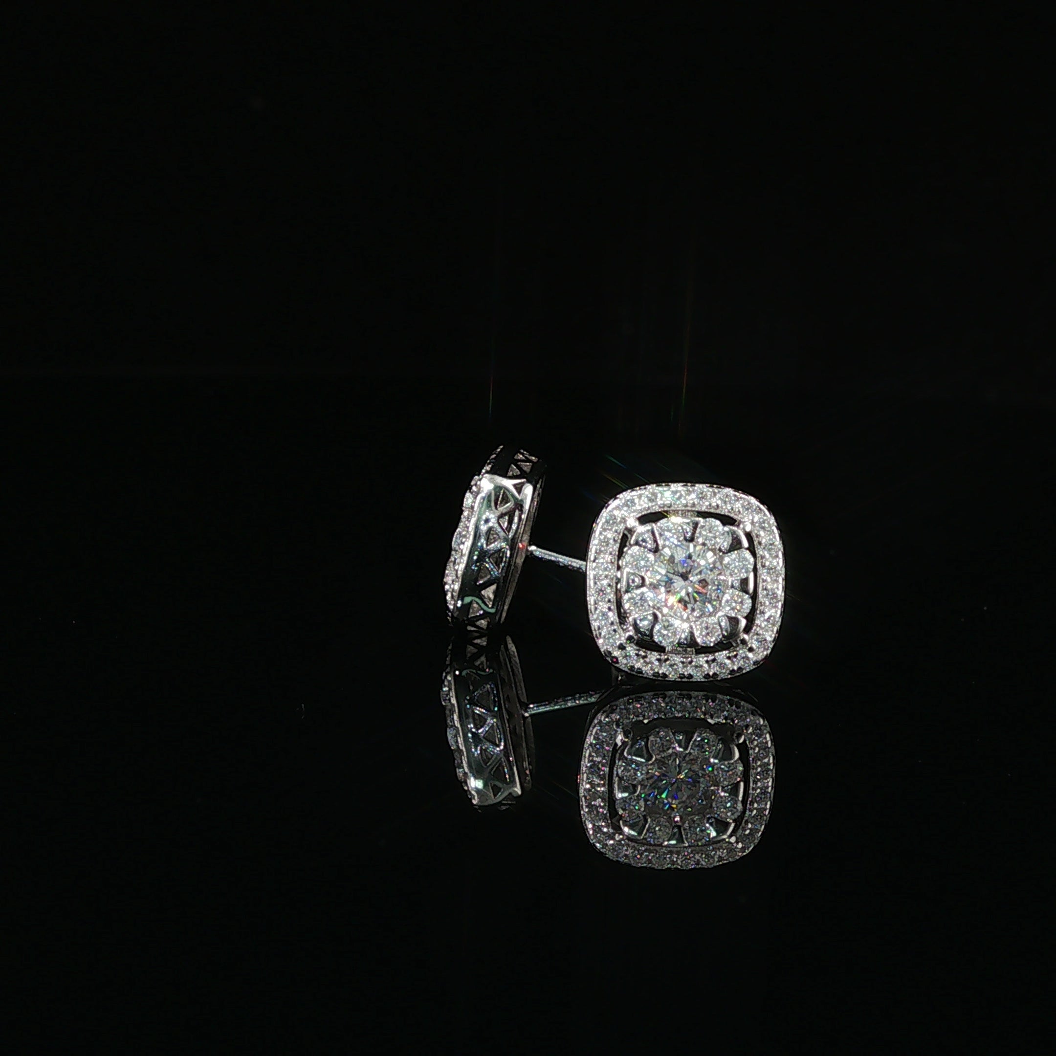 Moissanite Halo Stud Earrings | 10mm | VVS