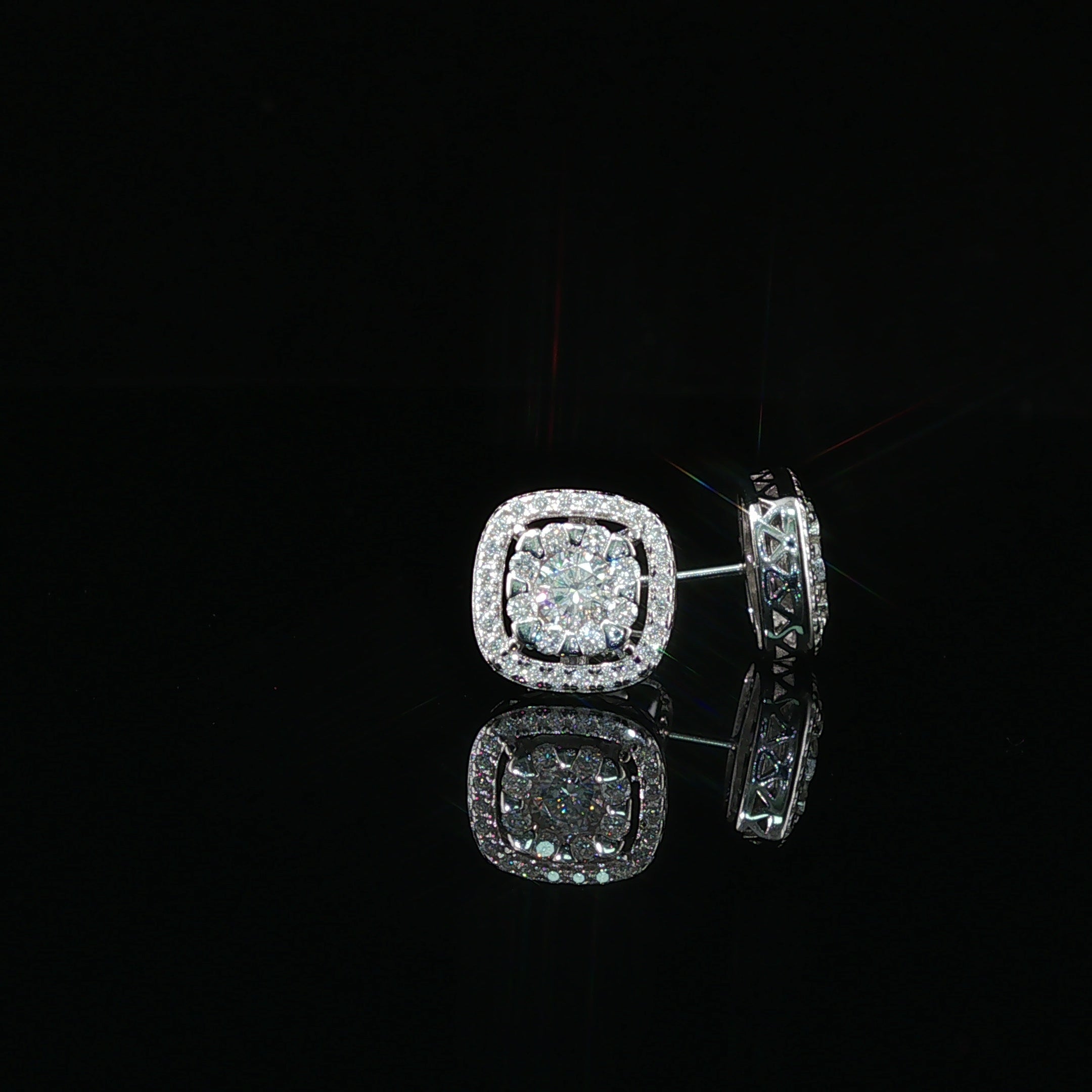 Moissanite Halo Stud Earrings | 10mm | VVS