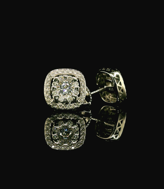 Moissanite Halo Stud Earrings | 10mm | VVS