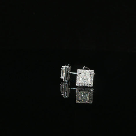 Dazzling Square Halo Stud Earrings | 7mm | VVS