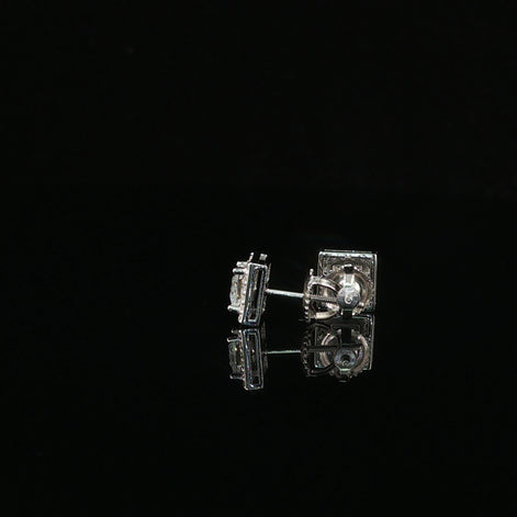 Dazzling Square Halo Stud Earrings | 7mm | VVS