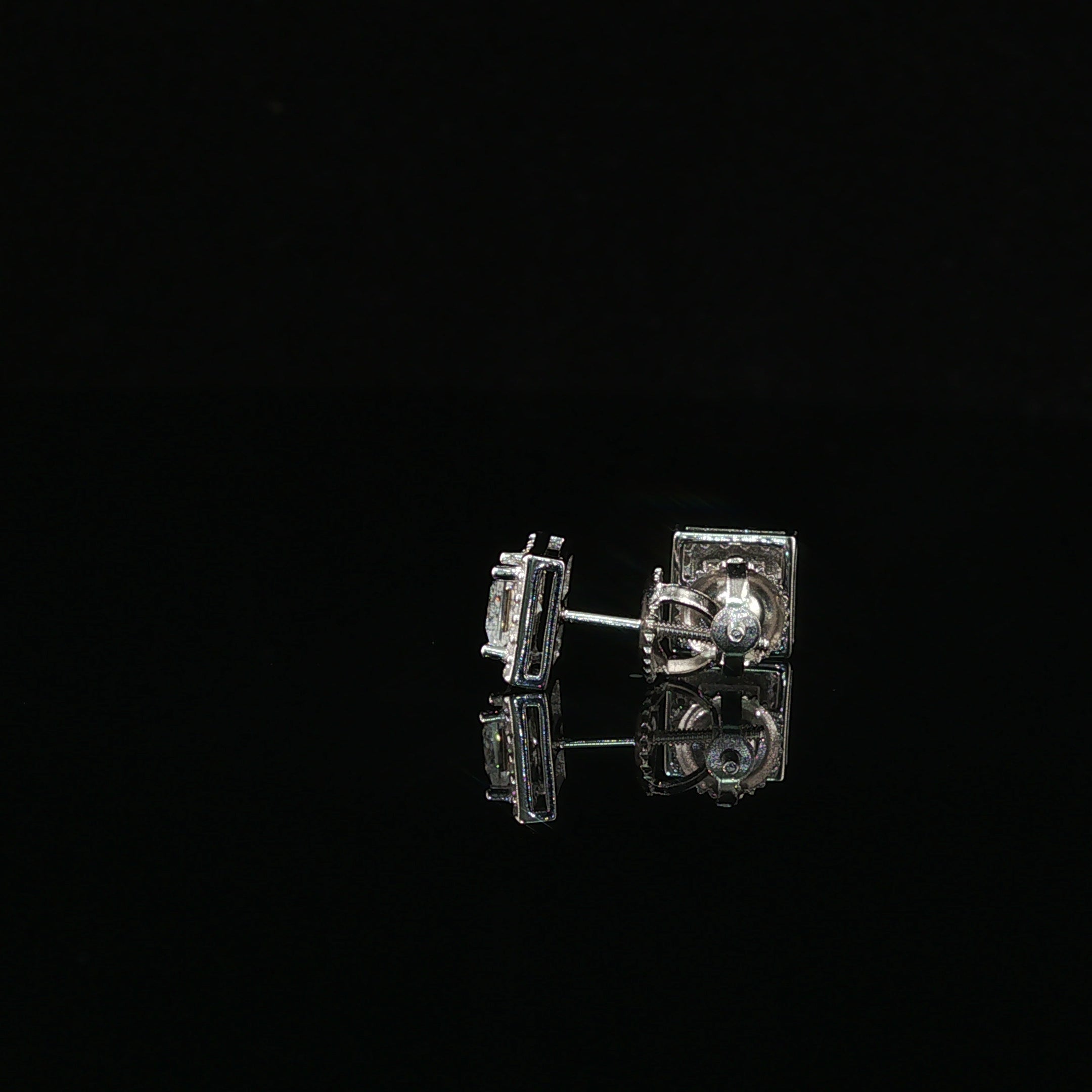 Dazzling Square Halo Stud Earrings | 7mm | VVS