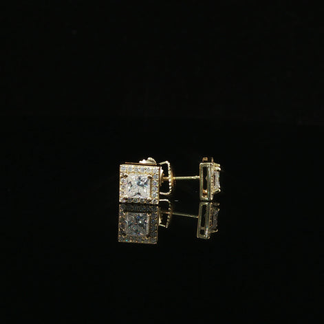 Dazzling Square Halo Stud Earrings | 7mm | VVS