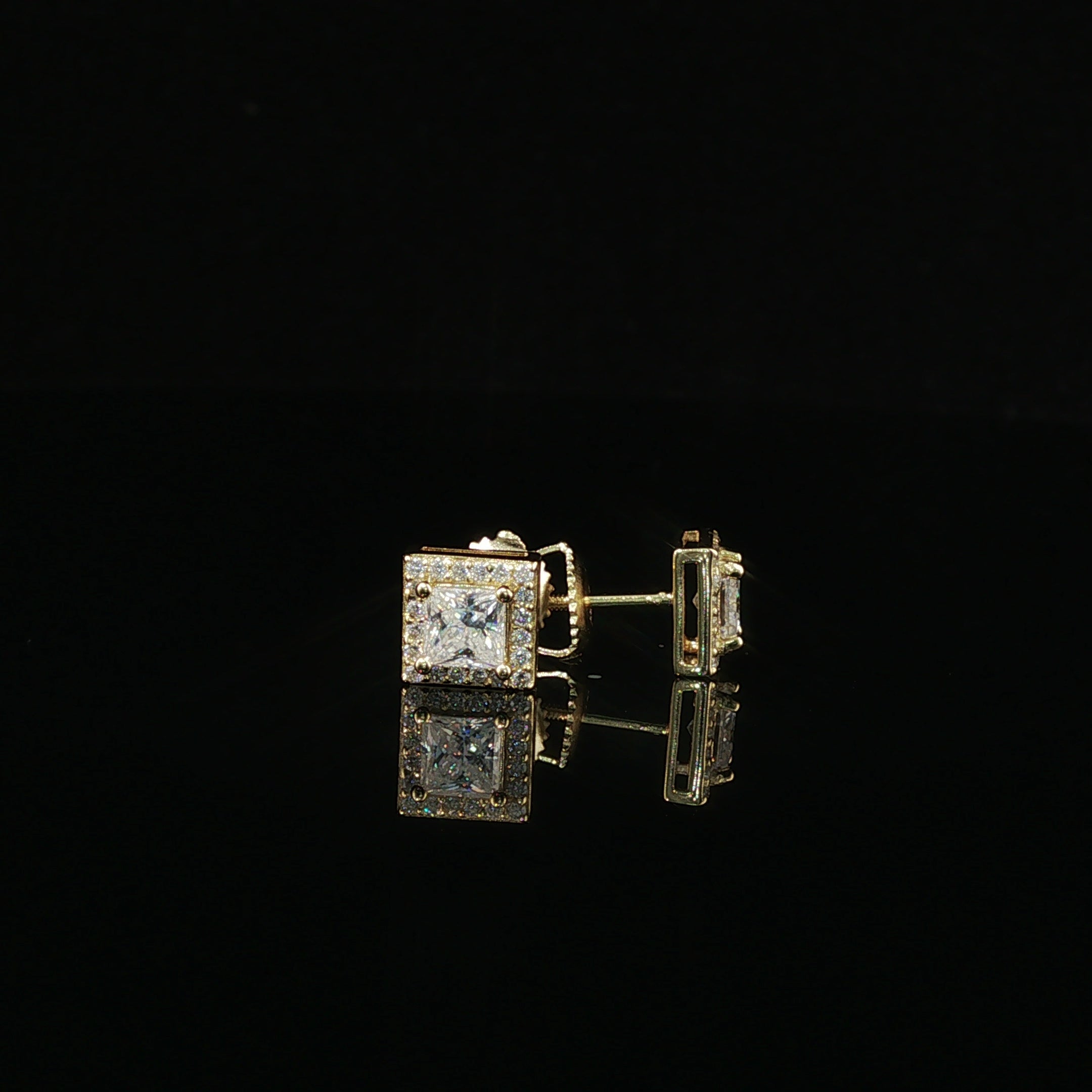 Dazzling Square Halo Stud Earrings | 7mm | VVS