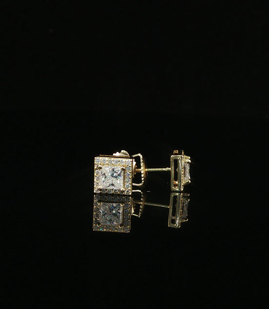 Dazzling Square Halo Stud Earrings | 7mm | VVS