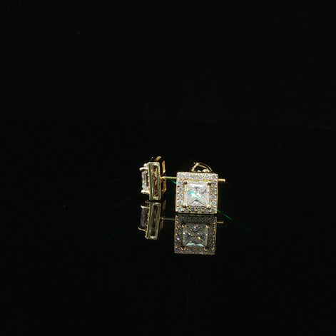 Dazzling Square Halo Stud Earrings | 7mm | VVS