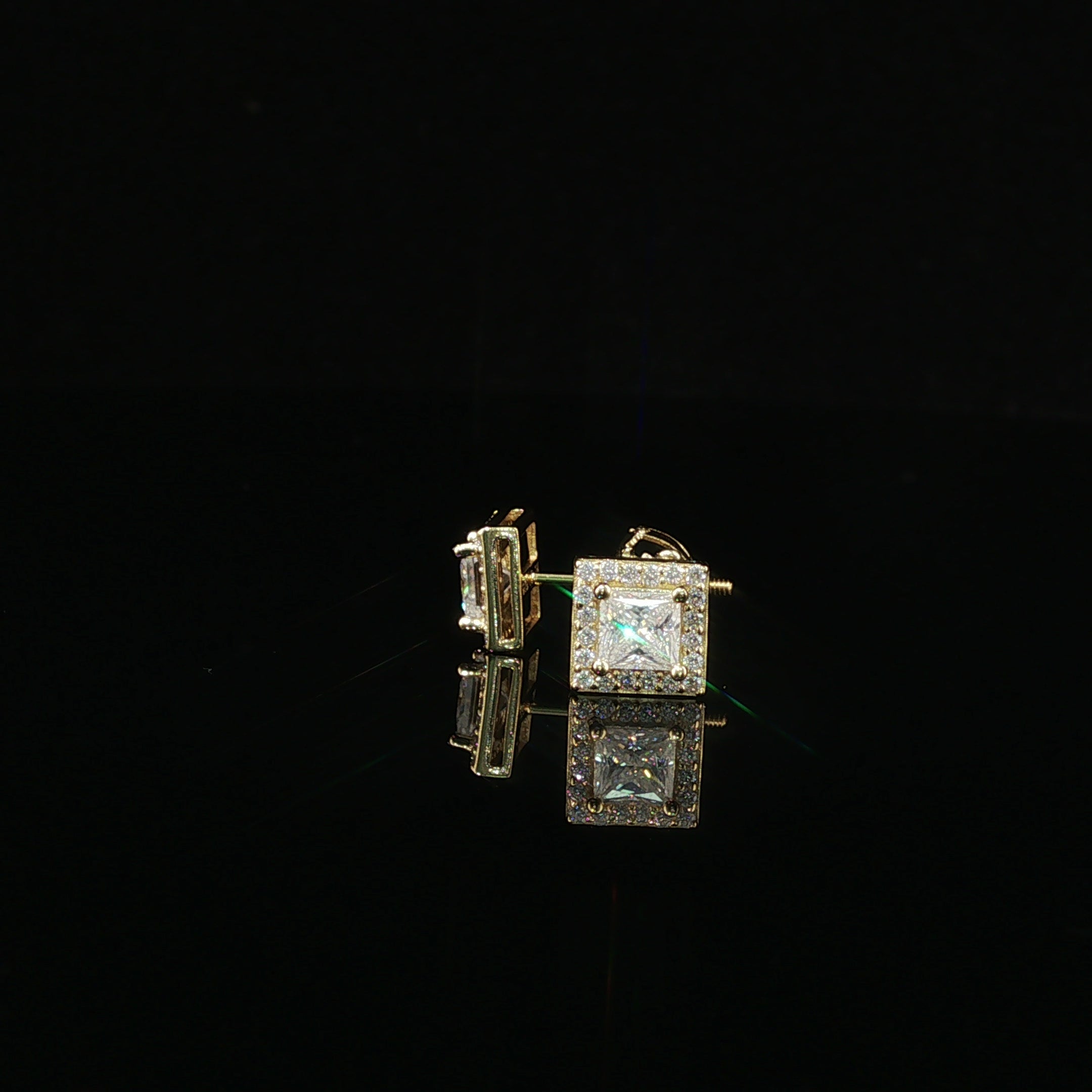 Dazzling Square Halo Stud Earrings | 7mm | VVS
