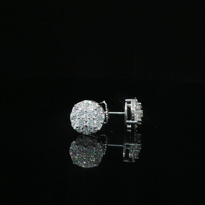 Dazzling Round Diamond Pave Stud Earrings | 9mm | VVS