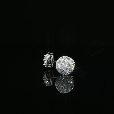Dazzling Round Diamond Pave Stud Earrings | 9mm | VVS