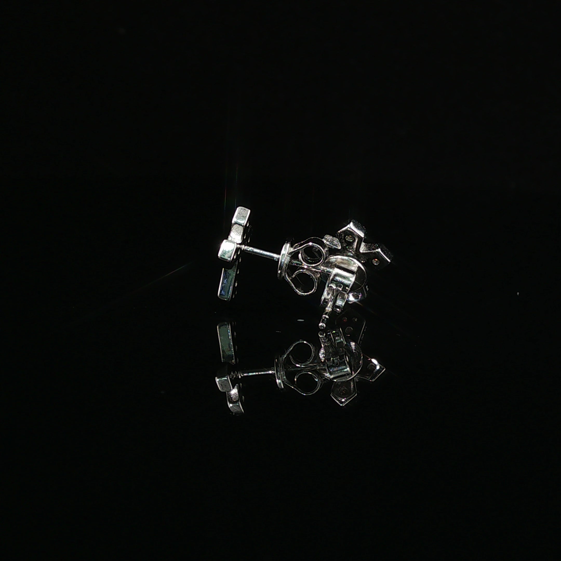 Iced Out Diamond Cross Stud Earrings | 12mm | VVS