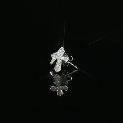 Iced Out Diamond Cross Stud Earrings | 12mm | VVS