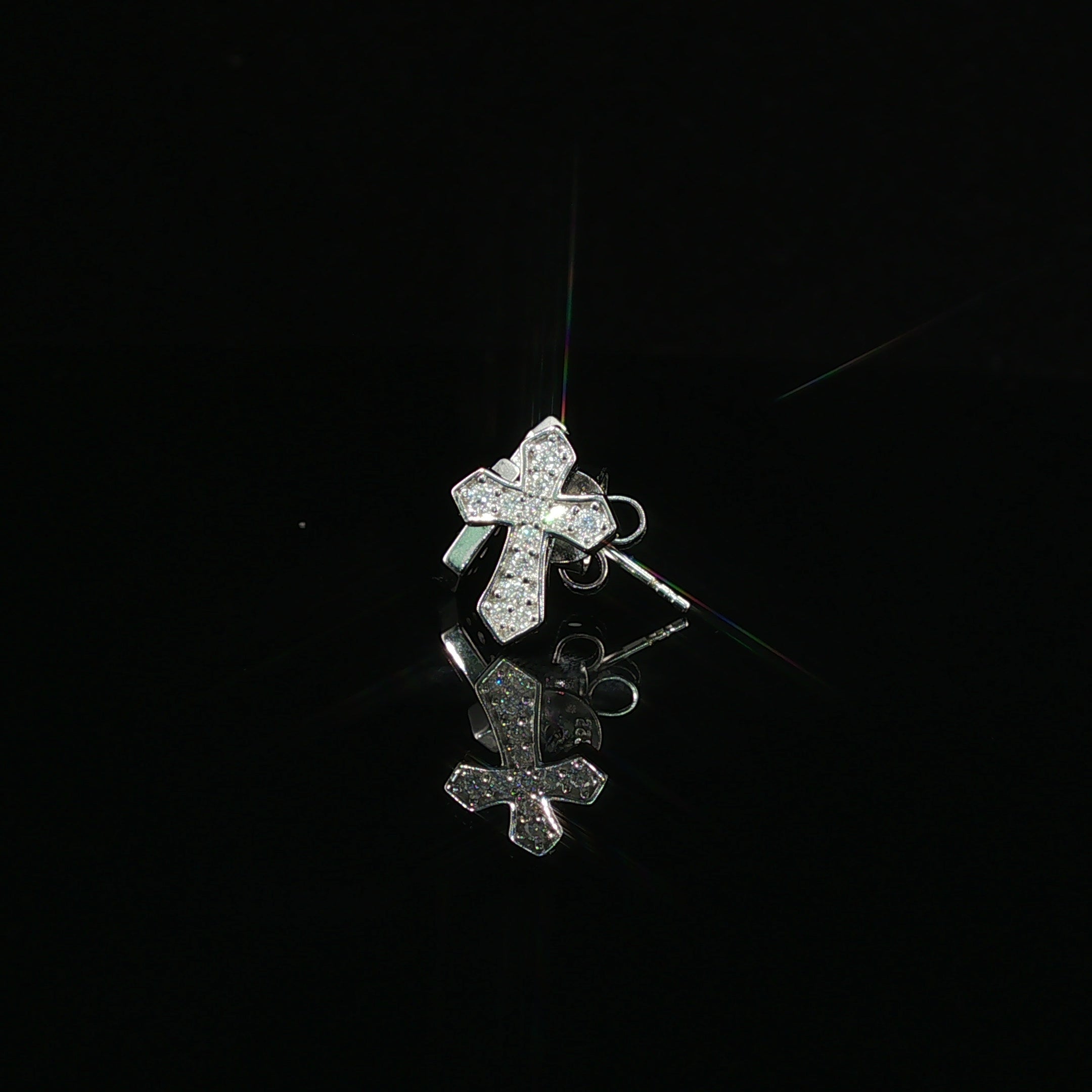 Iced Out Diamond Cross Stud Earrings | 12mm | VVS