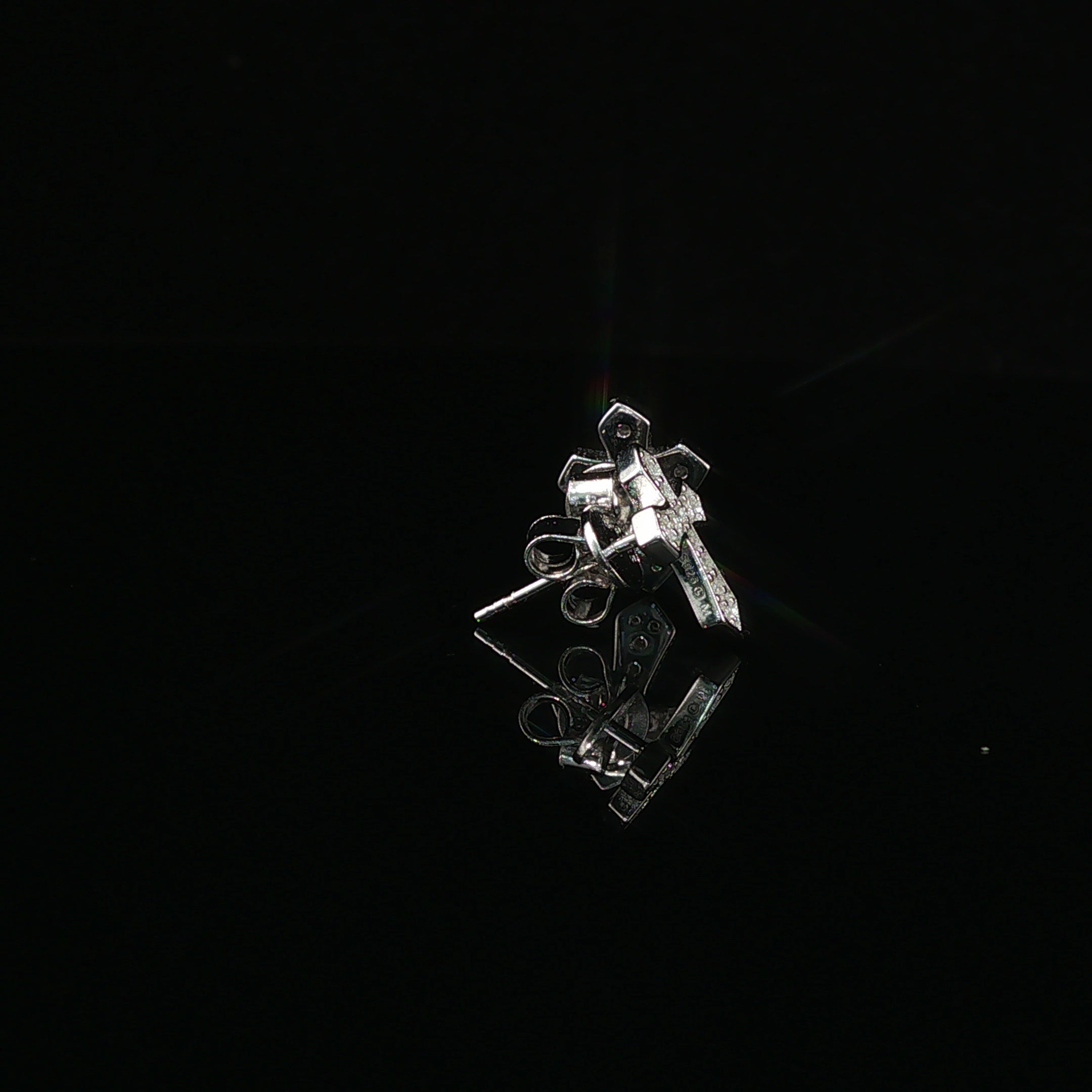 Iced Out Diamond Cross Stud Earrings | 12mm | VVS