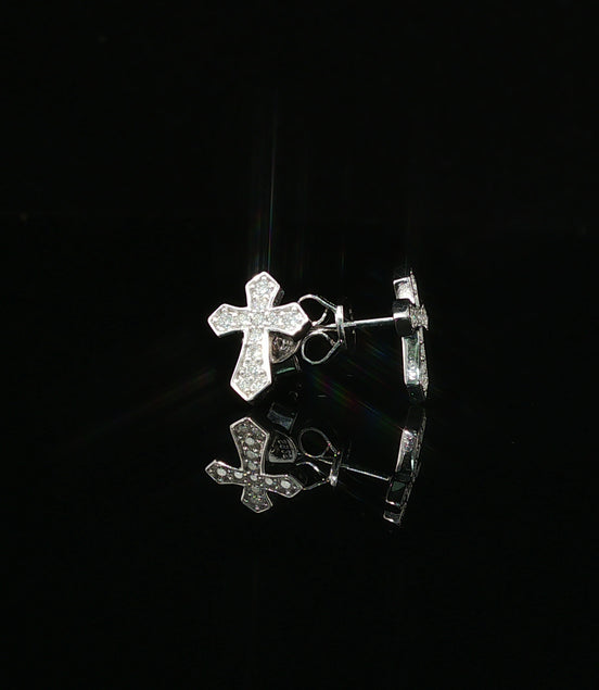 Iced Out Diamond Cross Stud Earrings | 12mm | VVS