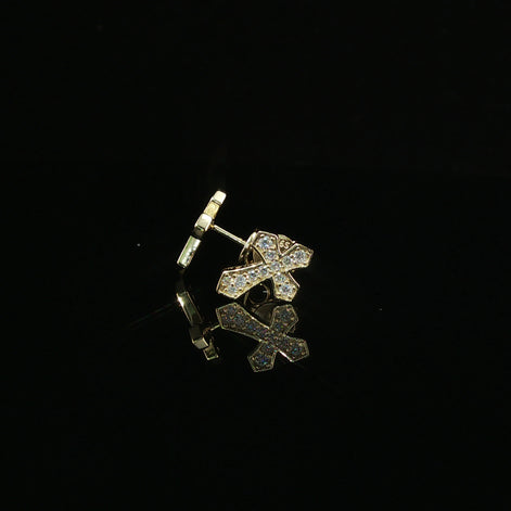 Iced Out Diamond Cross Stud Earrings | 12mm | VVS