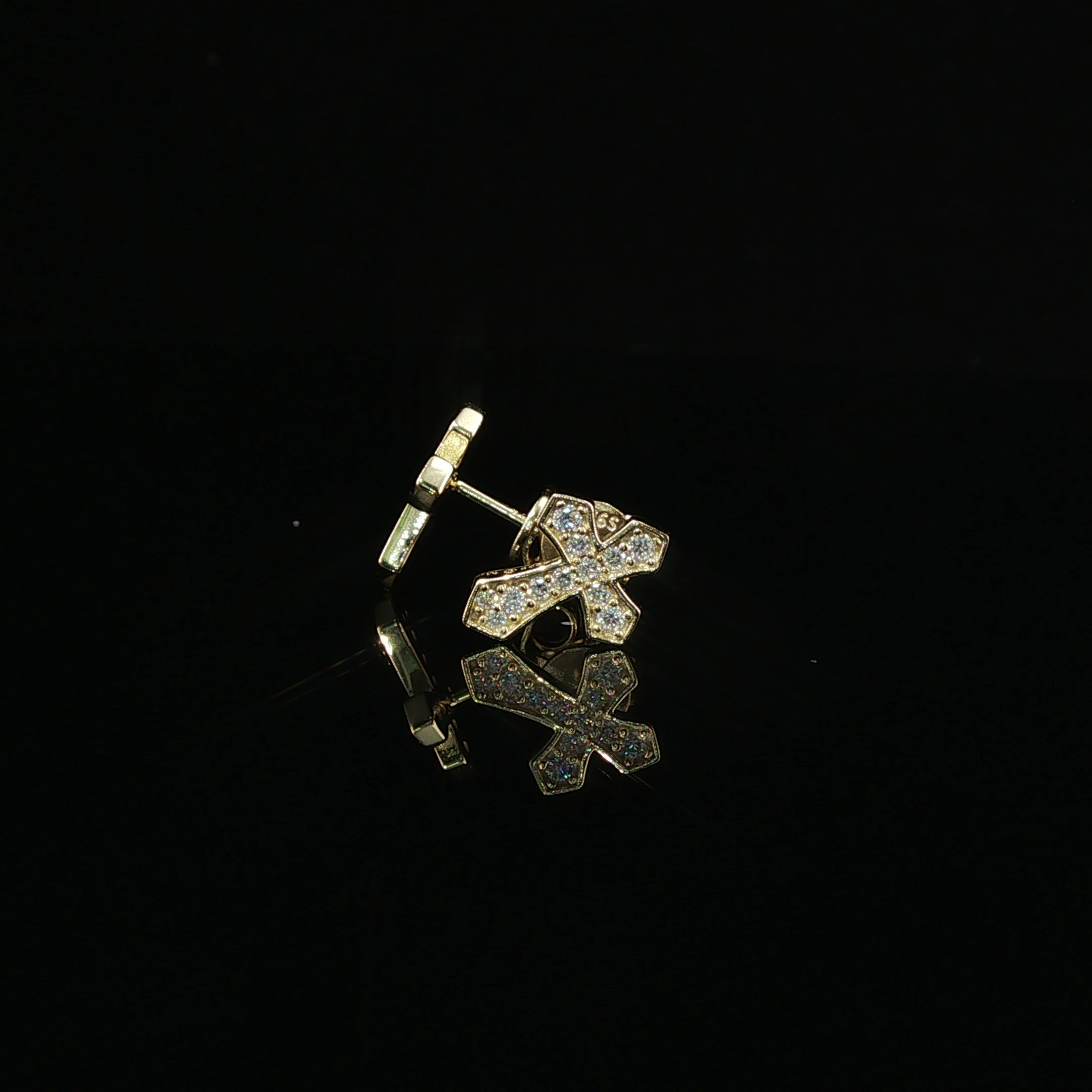 Iced Out Diamond Cross Stud Earrings | 12mm | VVS