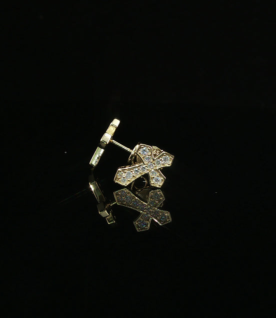 Iced Out Diamond Cross Stud Earrings | 12mm | VVS