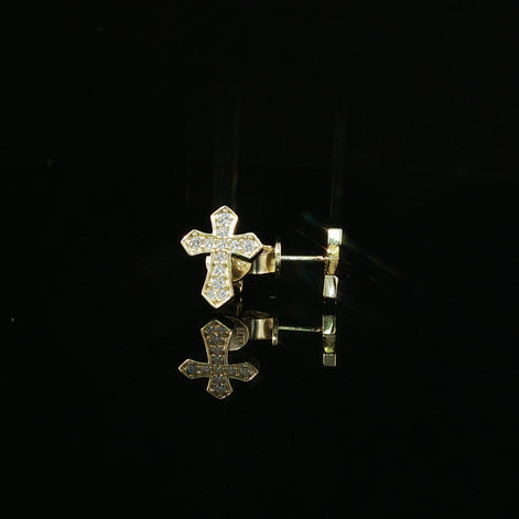 Iced Out Diamond Cross Stud Earrings | 12mm | VVS