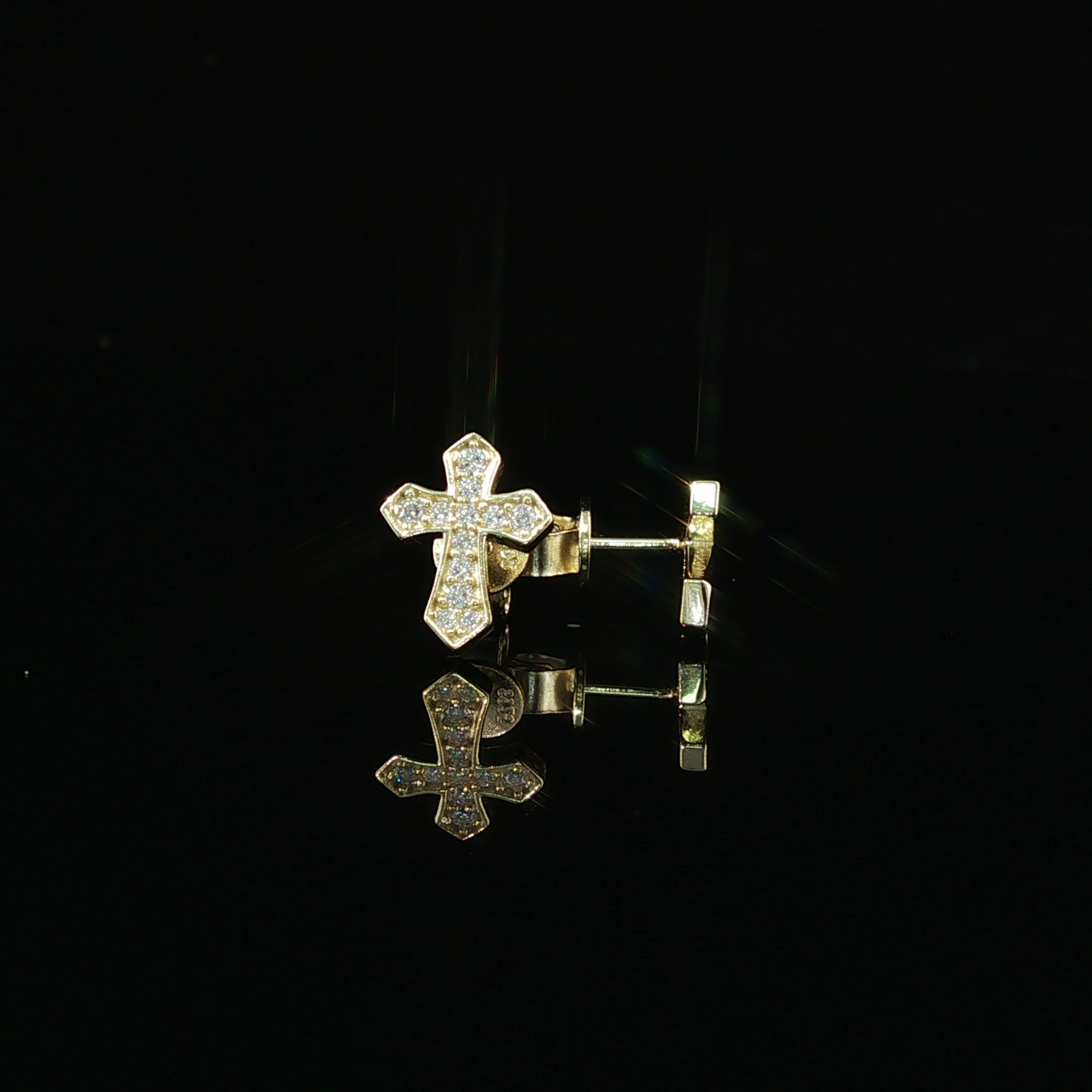 Iced Out Diamond Cross Stud Earrings | 12mm | VVS