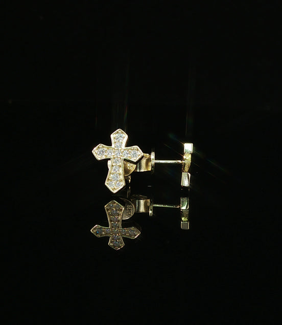 Iced Out Diamond Cross Stud Earrings | 12mm | VVS