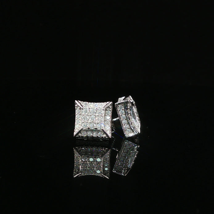 Dazzling Diamond Square Stud Earrings | 10mm | VVS