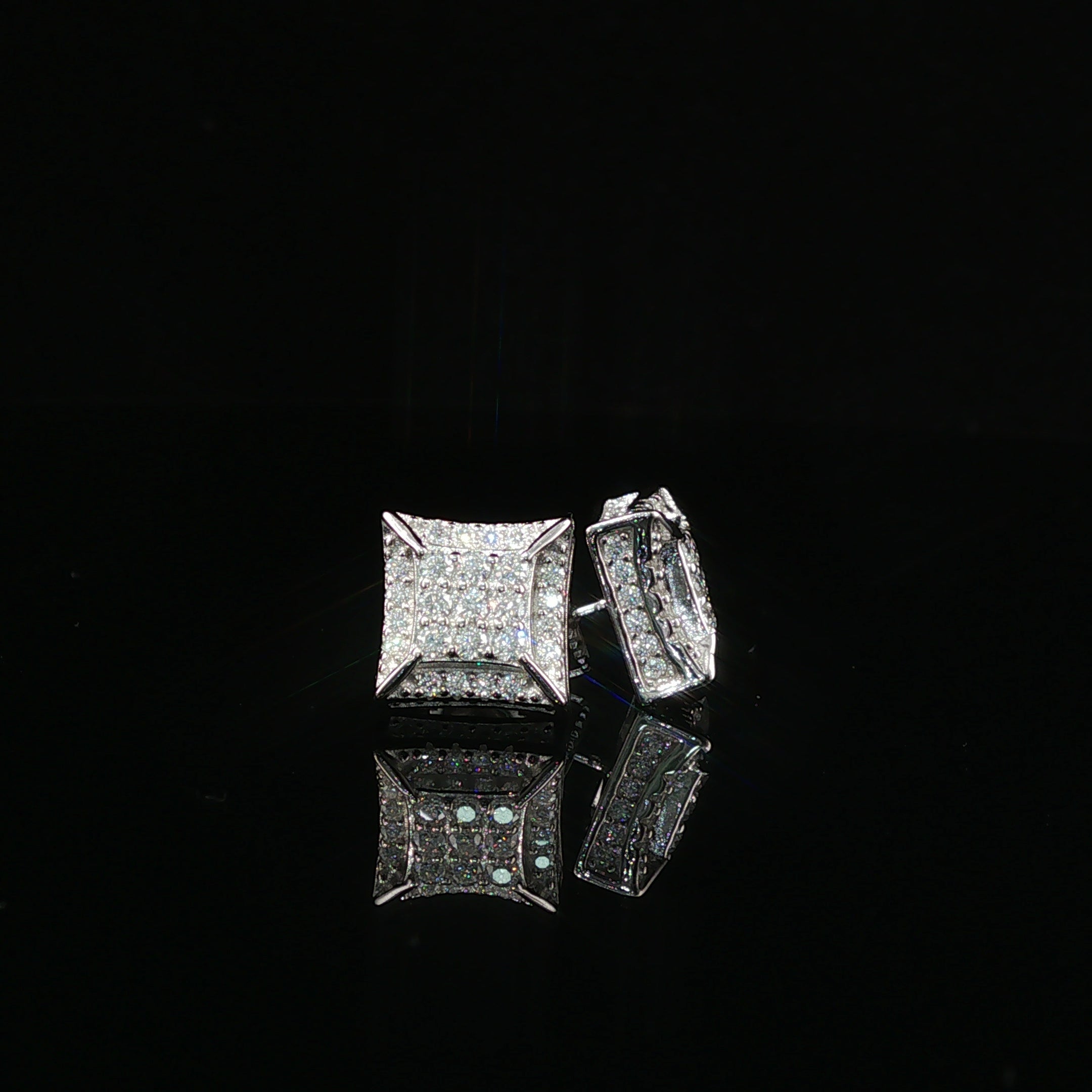 Dazzling Diamond Square Stud Earrings | 10mm | VVS