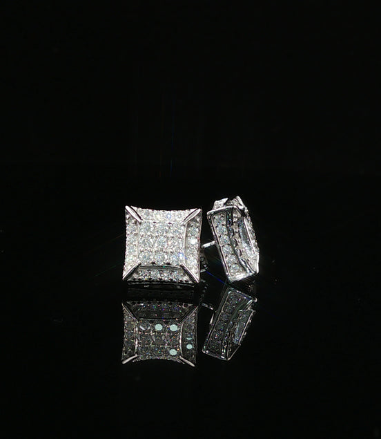 Dazzling Diamond Square Stud Earrings | 10mm | VVS