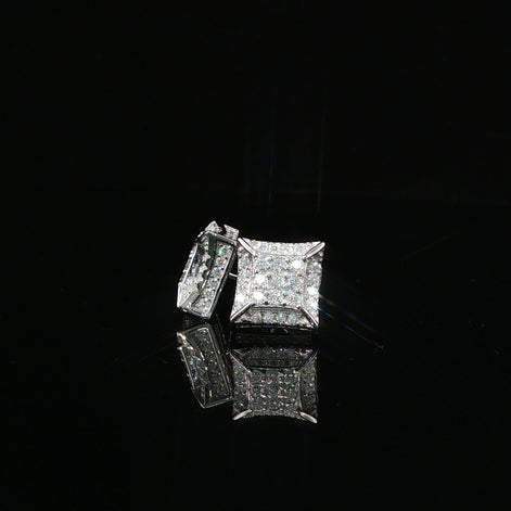 Dazzling Diamond Square Stud Earrings | 10mm | VVS