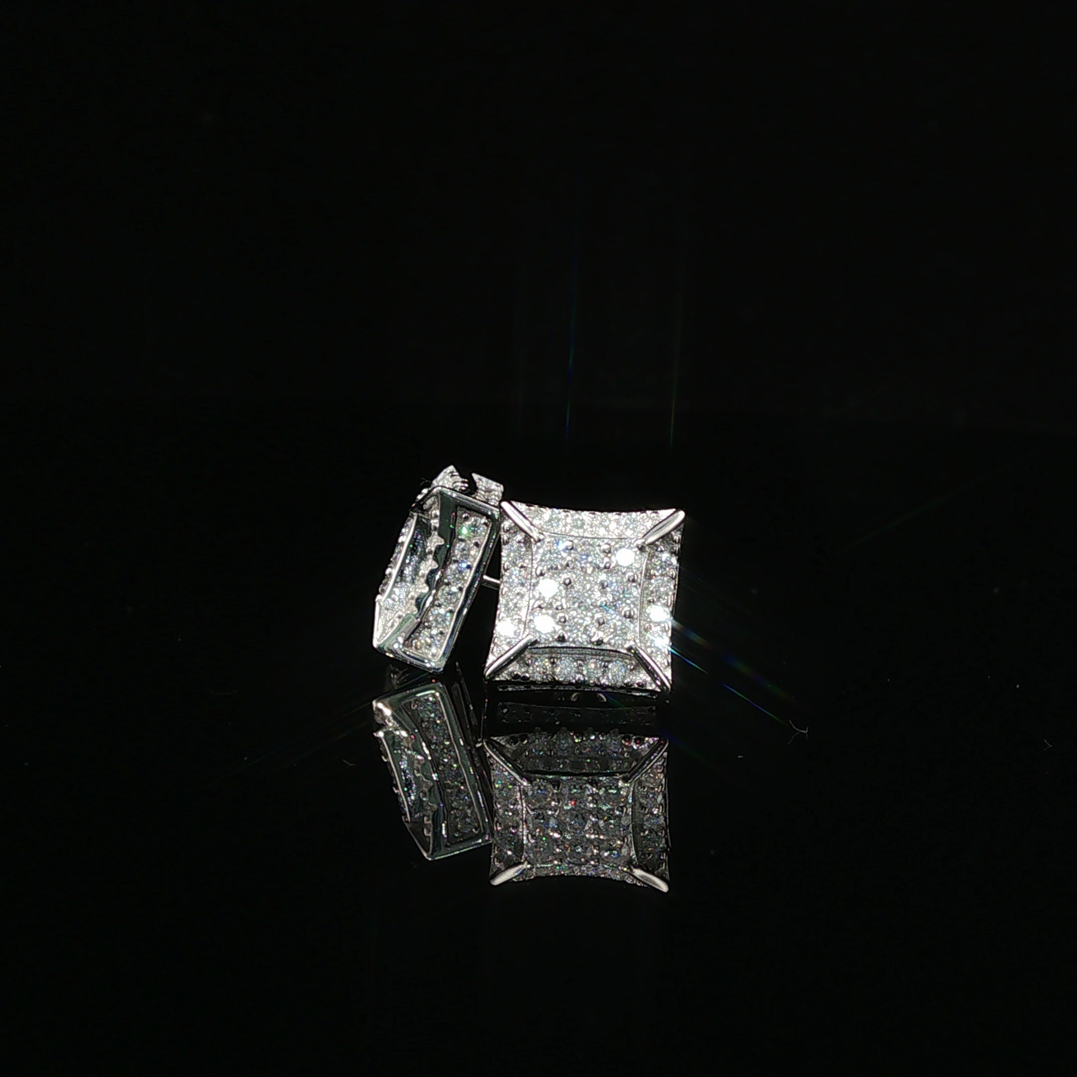 Dazzling Diamond Square Stud Earrings | 10mm | VVS