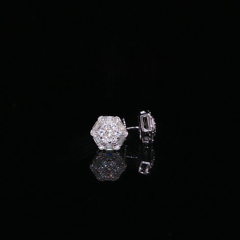Hexagon Baguette Moissanite Stud Earrings | 1.2 Ctw | 925 Silver