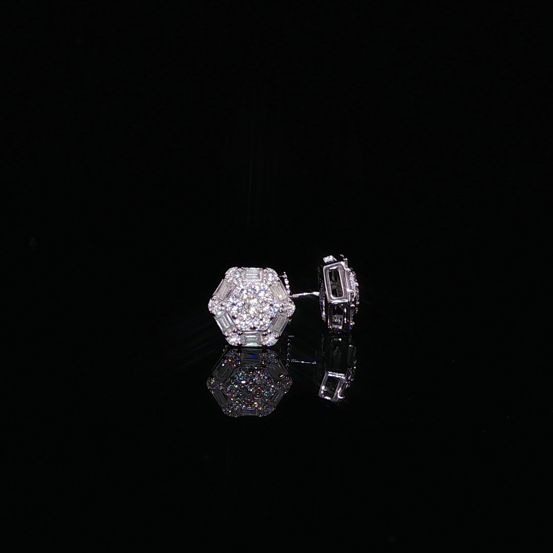 Hexagon Baguette Moissanite Stud Earrings | 1.2 Ctw | 925 Silver