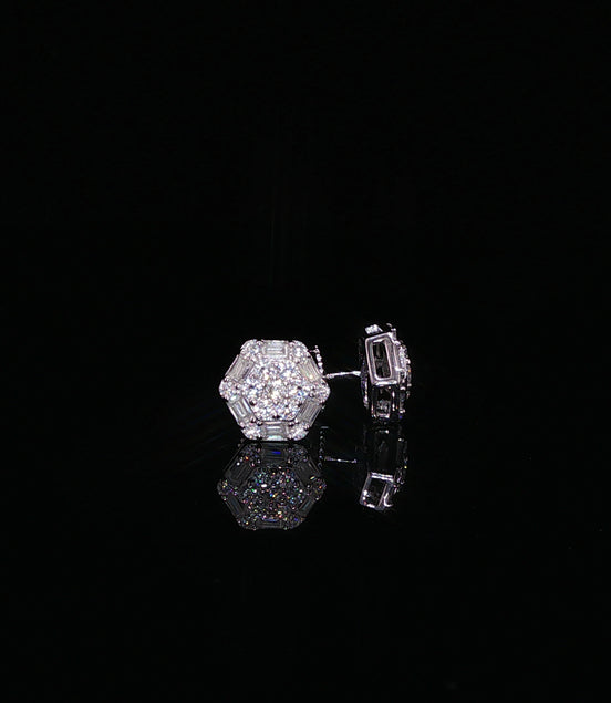 Hexagon Baguette Moissanite Stud Earrings | 1.2 Ctw | 925 Silver