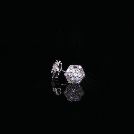 Hexagon Baguette Moissanite Stud Earrings | 1.2 Ctw | 925 Silver
