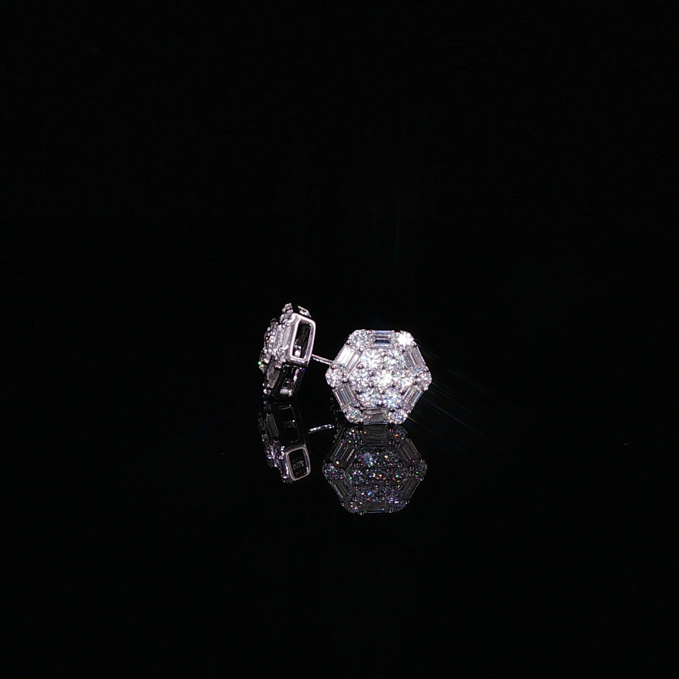 Hexagon Baguette Moissanite Stud Earrings | 1.2 Ctw | 925 Silver