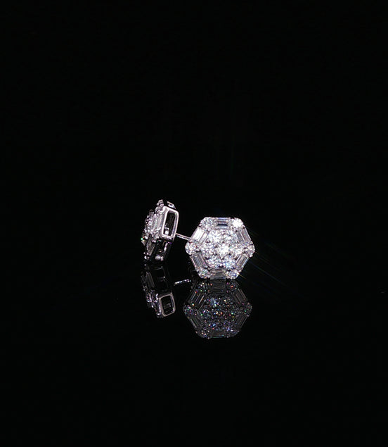 Hexagon Baguette Moissanite Stud Earrings | 1.2 Ctw | 925 Silver