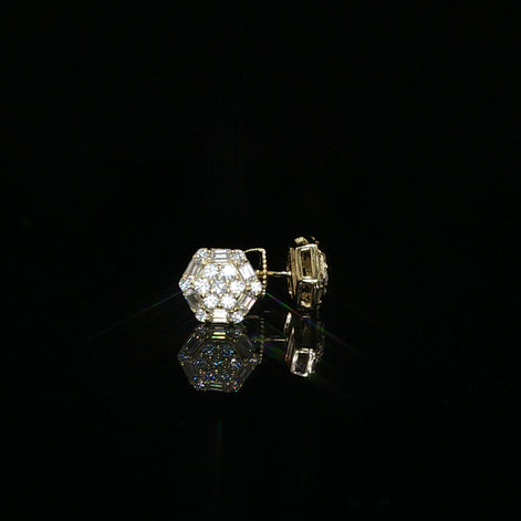 Hexagon Baguette Moissanite Stud Earrings | 1.2 Ctw | 925 Silver