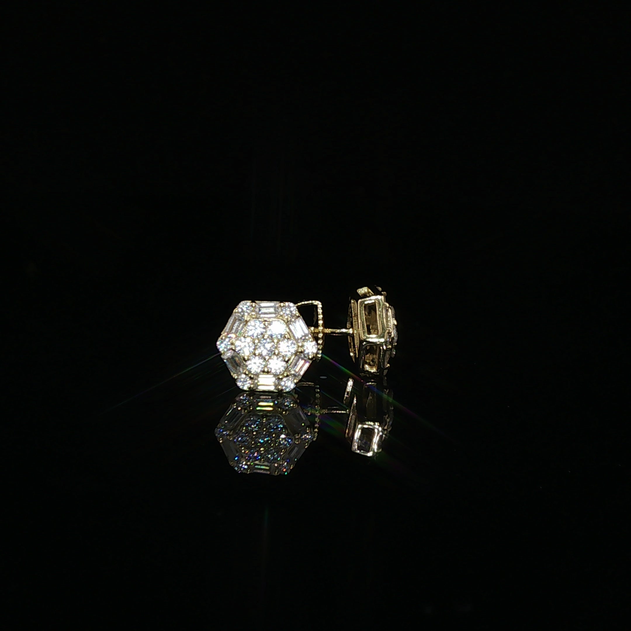 Hexagon Baguette Moissanite Stud Earrings | 1.2 Ctw | 925 Silver