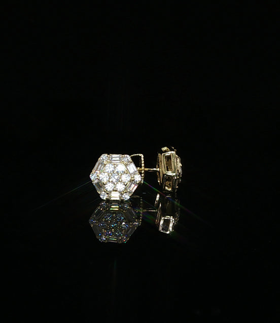 Hexagon Baguette Moissanite Stud Earrings | 1.2 Ctw | 925 Silver