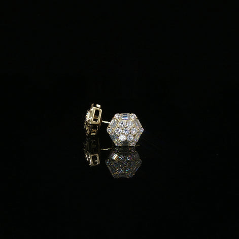 Hexagon Baguette Moissanite Stud Earrings | 1.2 Ctw | 925 Silver