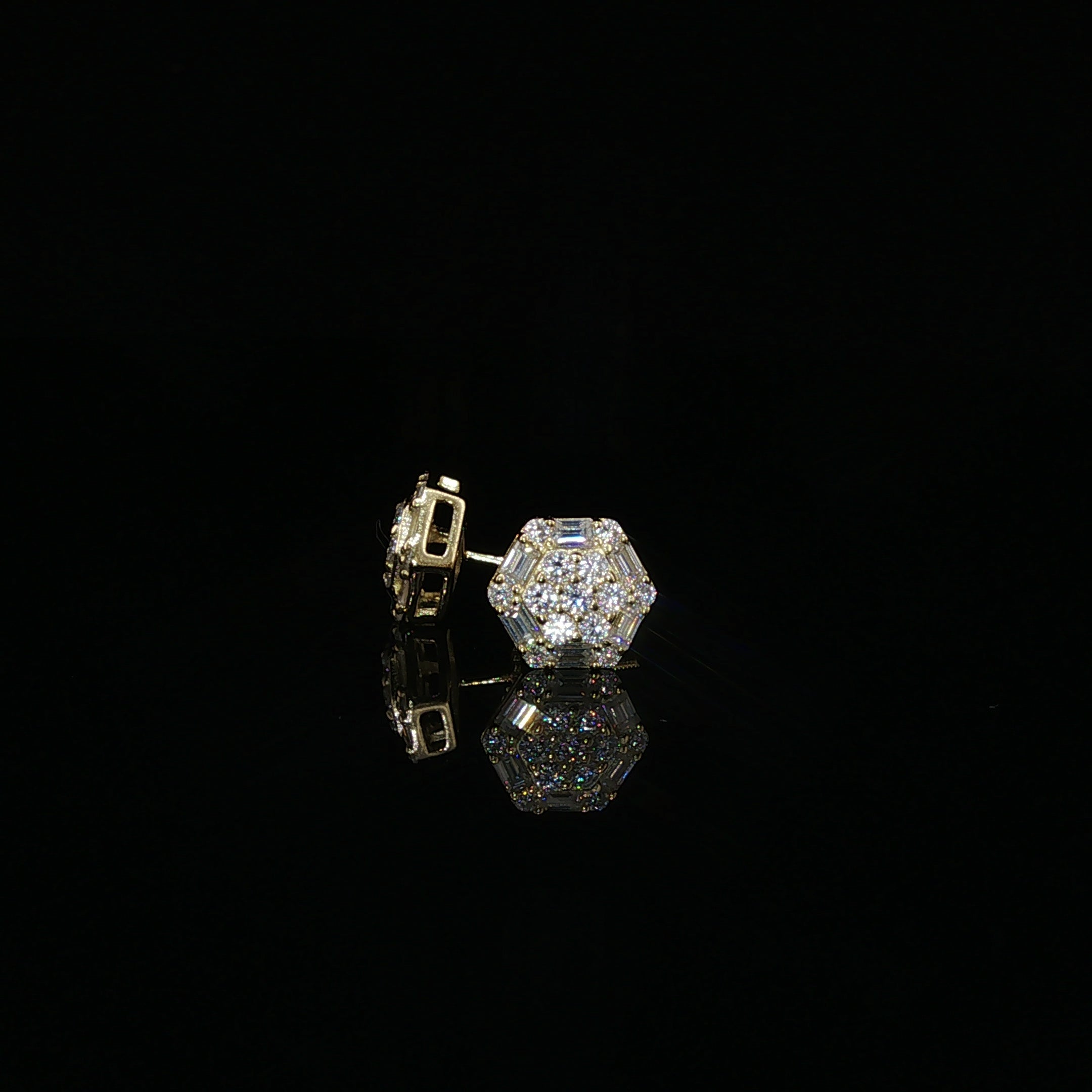 Hexagon Baguette Moissanite Stud Earrings | 1.2 Ctw | 925 Silver